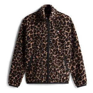 Tommy jeans leopard print zipper sweater size Large